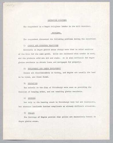 Interview #19--African-American religious leader in the Hill District