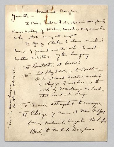 Outline, "Frederick Douglas," Francis Harper League