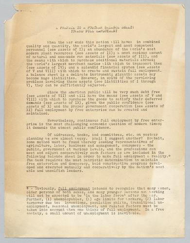 "A Preface to a Postwar Balance Sheet: Toward Full Employment"