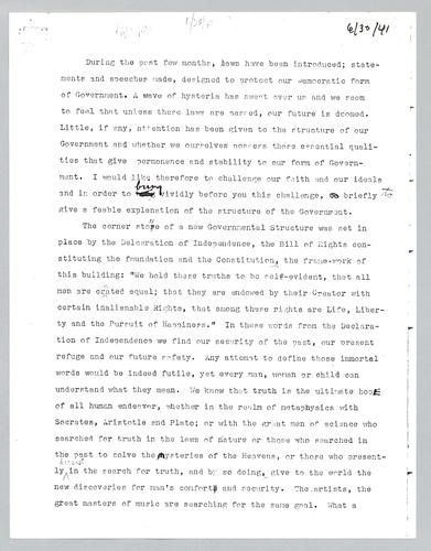 A speech before the Pennsylvania General Assembly re: the philosophical role of government in the United States