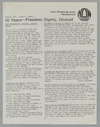 Joint Pittsburgh Area Newsletter, Vol. 6 No. 1-6