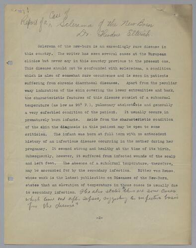 Dr. Theodore Elterich, "Report of a Case of Sclerema of the New Born"