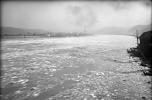 Ice Flowing During Flood