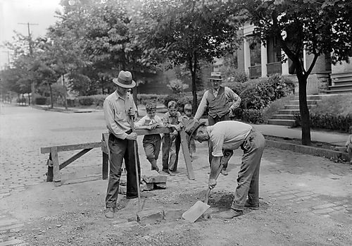 Children Watching Men Excavating