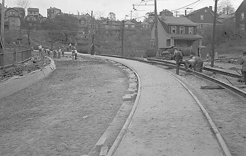 Trolley Line Construction in Brookline