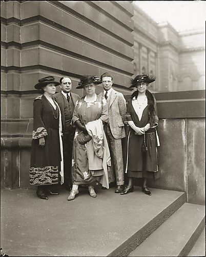 (Group Portrait: Three Women and Two Men in Front of Carnegie Institute)