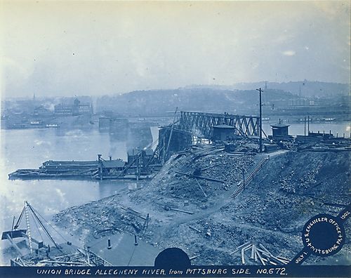 (Bridges: Demolition of the Union Bridge, from the Pittsburgh Side)