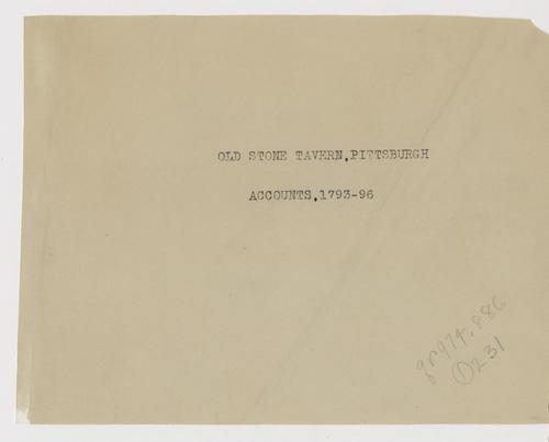 Old Stone Tavern, accounts