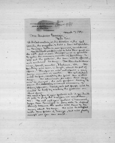 John W. Beatty to Andrew Carnegie, March 4, 1891