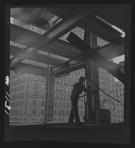 Construction Worker at Site of U.S. Steel-Mellon Building