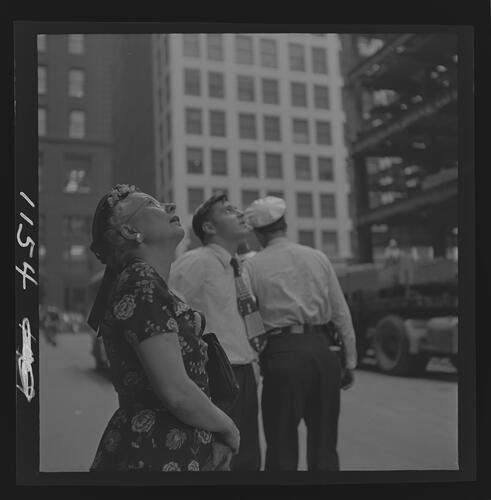 People Watching Construction of U.S. Steel-Mellon Building