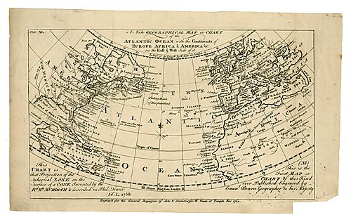 Geographical map or chart of the Atlantic Ocean