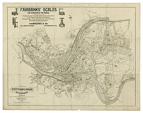 Map of Pittsburgh and Allegheny cities