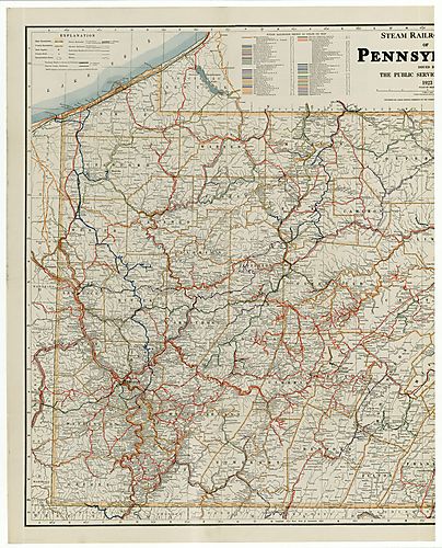 Steam railroad map of Pennsylvania - Sheet 1 of 2