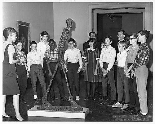 Woolslair Elementary School students visit "Walking Man"