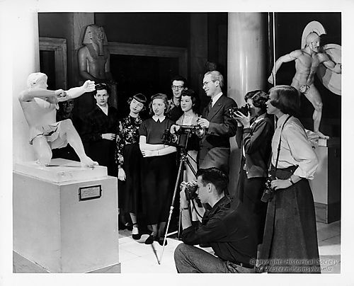 Students in Carnegie Institute's Sculpture Hall