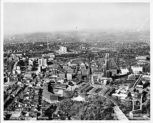 Aerial view of the University of Pittsburgh Campus