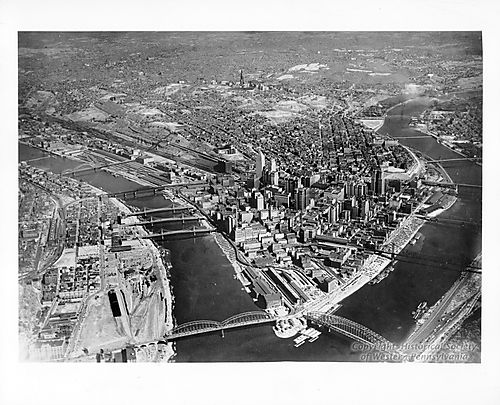 Aerial view of Downtown Pittsburgh