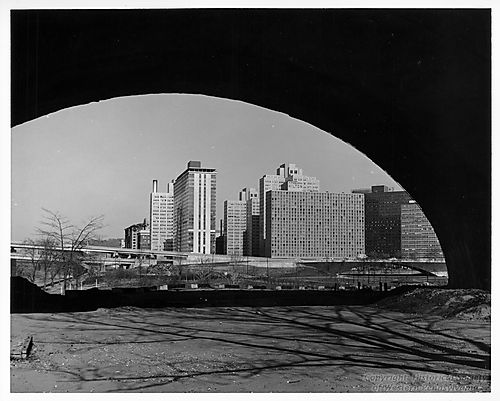 Gateway Center through the Arch of the Manchester Bridge