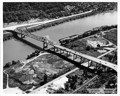 Aerial view of the William D. Mansfield Memorial Bridge