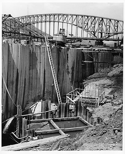 Cofferdam site for the Fort Pitt Bridge