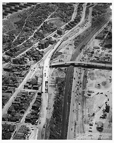 Aerial view of the Brady Street Interchange Construction
