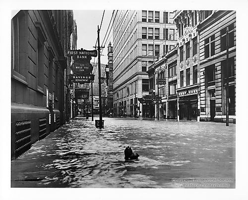 Downtown Pittsburgh during the Flood of 1936