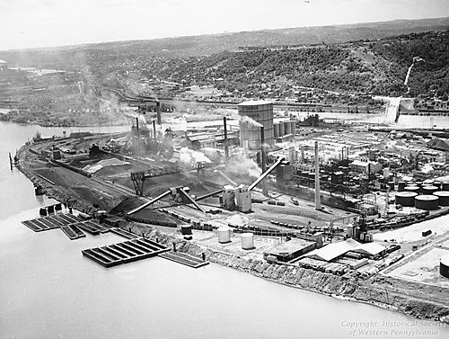 Aerial view of the Pittsburgh Coke and Chemical Company Facility