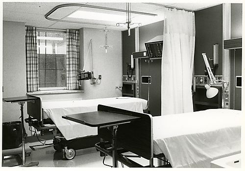 Patient room with monitoring equipment