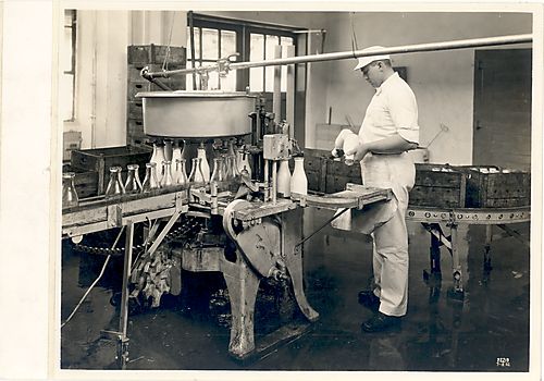 Worker and Bottle Filling Machine