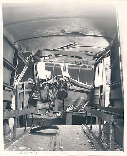 Interior View Crashed Milk Truck