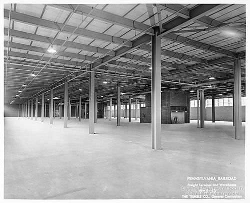 Interior of Pennsylvania Railroad Freight Terminal and Warehouse