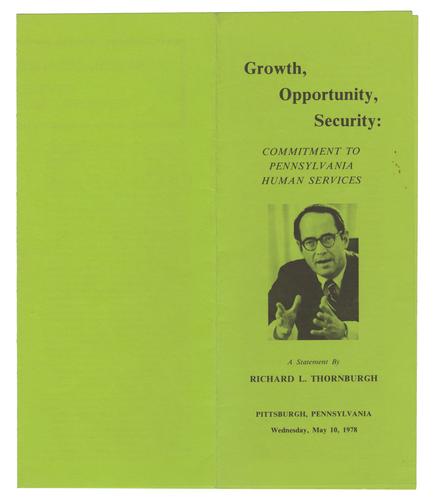 "Growth, Opportunity; Security: Commitment to Pennsylvania Human Services" Pamphlet