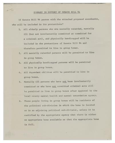 Summary in Support of Senate Bill 94