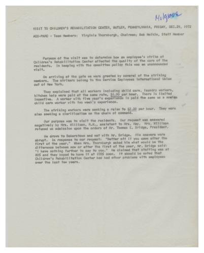 December 1972 Visit to Children's Rehabilitation Center