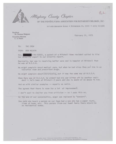 Bob Nelkin Memo