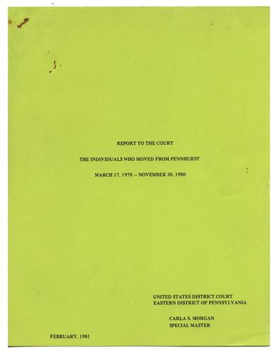 Report to the Court: The Individuals Who Moved from Pennhurst