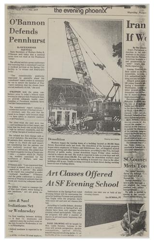 "O'Bannon Defends Pennhurst" Article