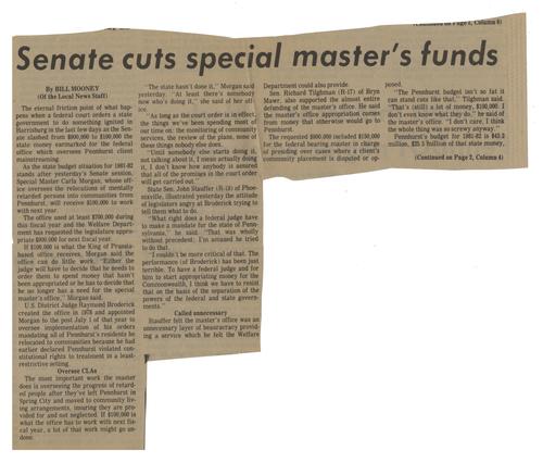 "Senate Cuts Special Master Funds" Article