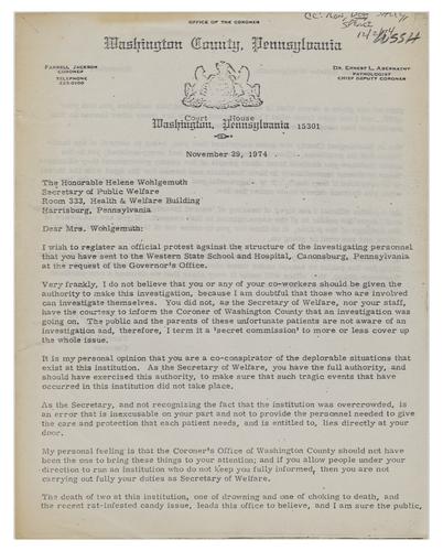 Letter from Farrell Jackson to Helene Wohlgemuth