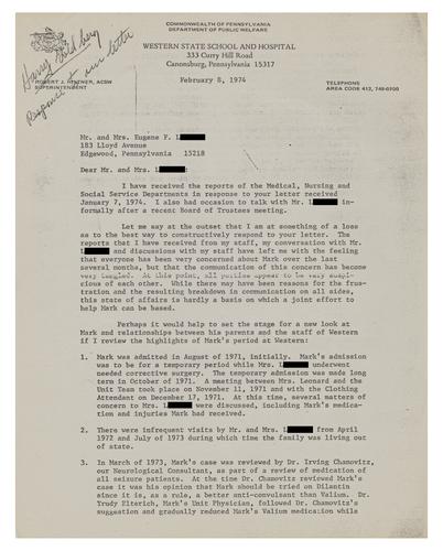 Letter from Robert Hiltner to Eugene and Carolyn L.
