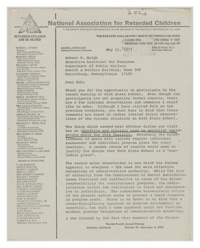 Follow Up Letter from E. Gene Patterson to Robert Haigh