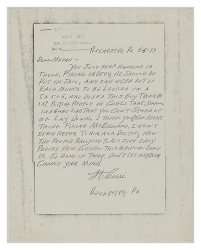 Letter from H. Cassi to Helene Wohlgemuth
