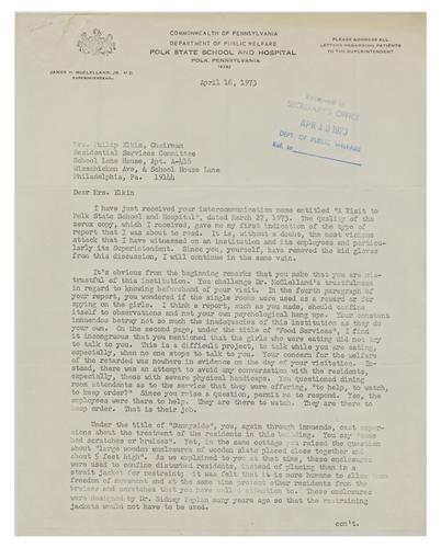 Letter from Father John Kirk to Eleanor Elkin