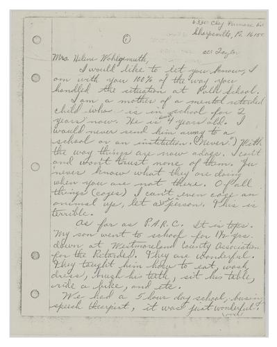 Letter from Mrs. Besser to Helene Wohlgemuth