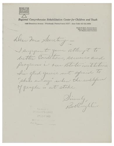 Letter from Bob Caughlin to Helene Wohlgemuth
