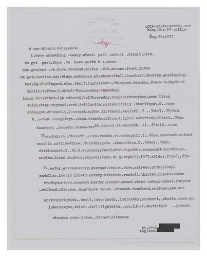 Letter from Polk Resident to Helene Wohlgemuth