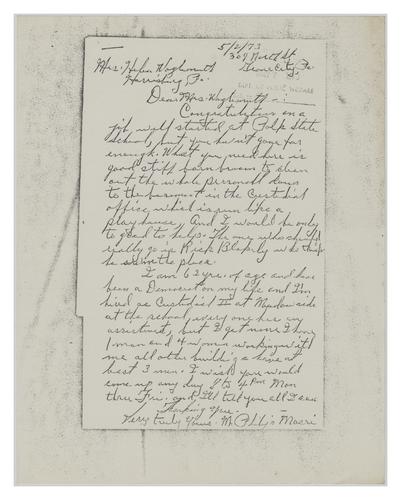 Support Letter to Helene Wohlgemuth