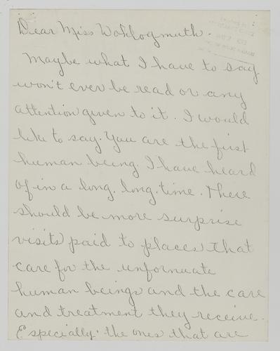 Letter from Sarah Keen to Helene Wohlgemuth
