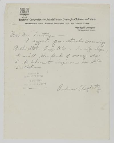 Letter from Barbara Clougherty to Helene Wohlgemuth